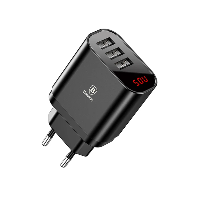 Baseus Мульти USB зарядное устройство для iPhone samsung Xiaomi Mi Быстрая зарядка Turbo несколько настенных зарядных устройств EU US Plug зарядное устройство для мобильного телефона - Тип штекера: EU Plug Black