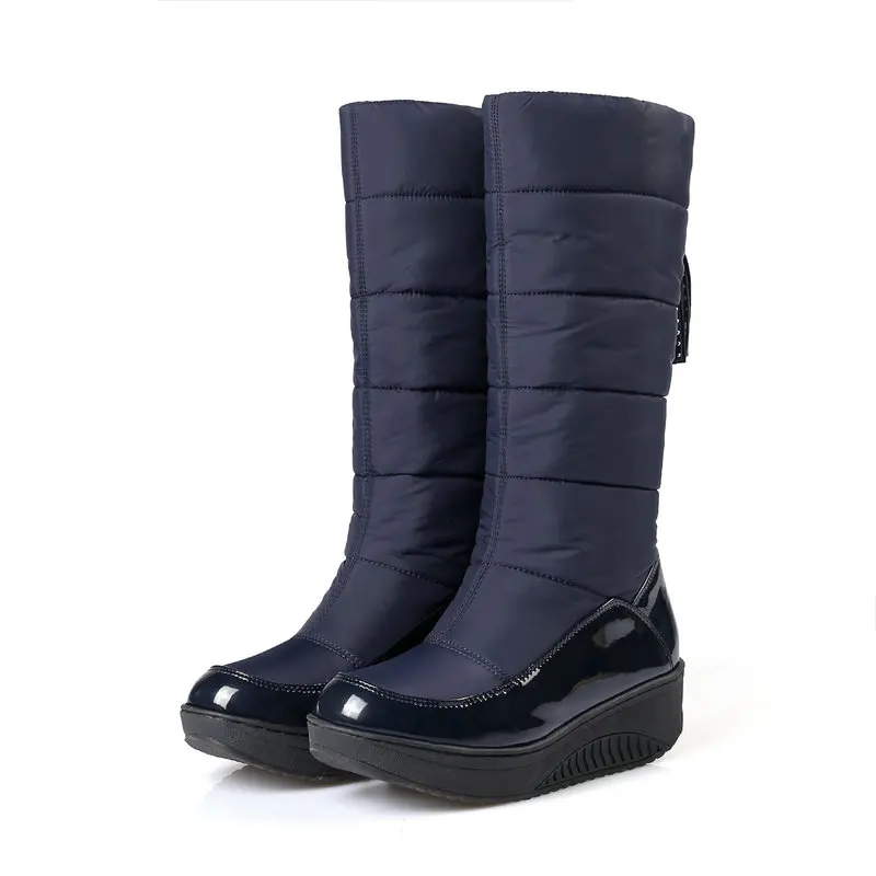 

2021 Classic Down Female Wedges Snow Boots Winter Warm Women Mid-Calf Boots Casual Shoes Woman Waterproof Boots