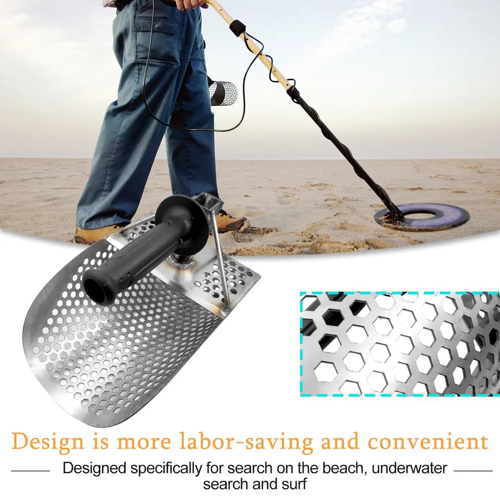 Beach Sand Scoop with Handle Metal Detecting Tool Stainless Steel Detector Water Fast Sifting | Безопасность и защита