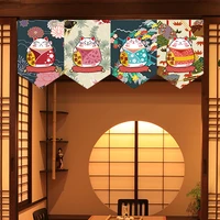 japanese lucky cat short door curtain nordic triangle curtain kitchen bedroom decorative half curtain sushi shop hanging curtain