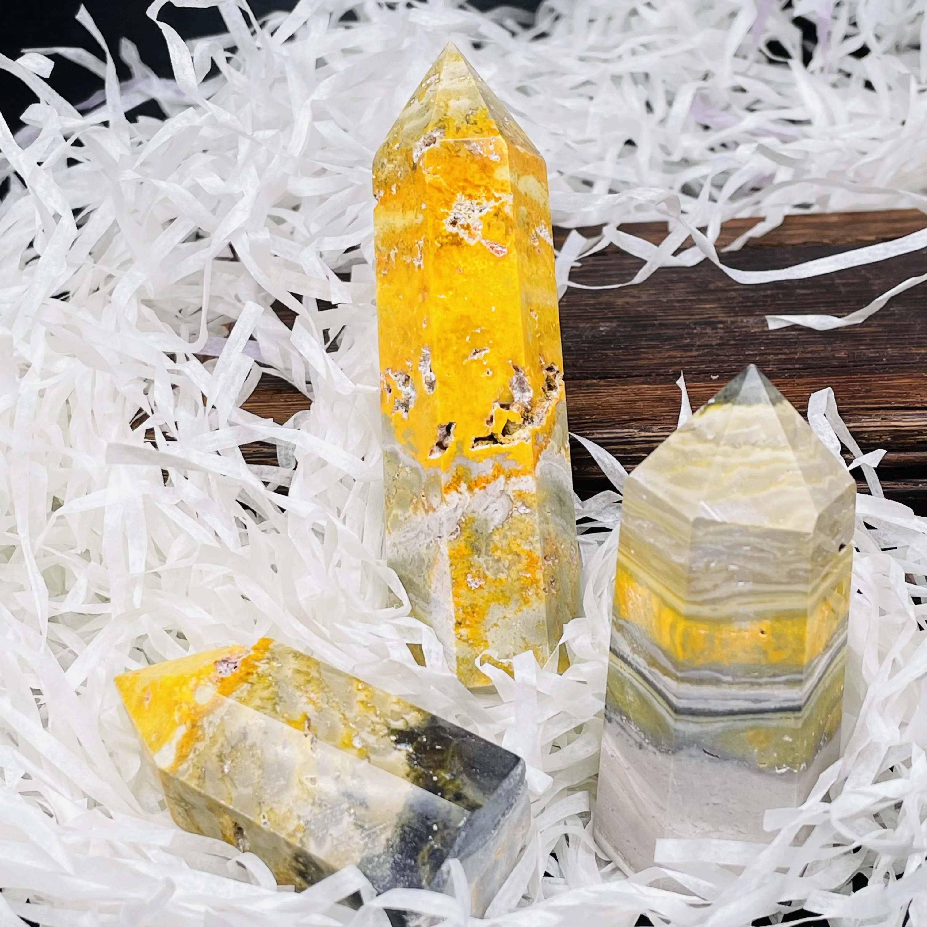 

Natural Bumblebee Quartz Crystal Point Meditation Reiki Healing Stick Ornaments Home Decor Gift