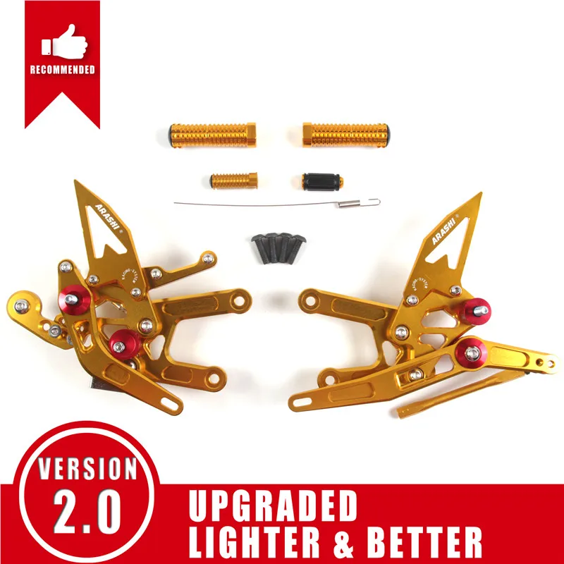 Gold Arashi YZF R6 CNC регулируемая подножка для YAMAHA R6 17 18 Rider Rearset подножки аксессуары для мотоциклов - Цвет: Gold