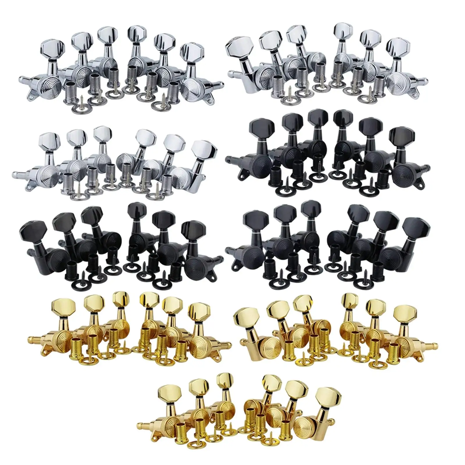 

6-Piece Locking Guitar Machine Heads Tuner, Wear-resistant 1:18 Gear Ratio with Mounting Screw for