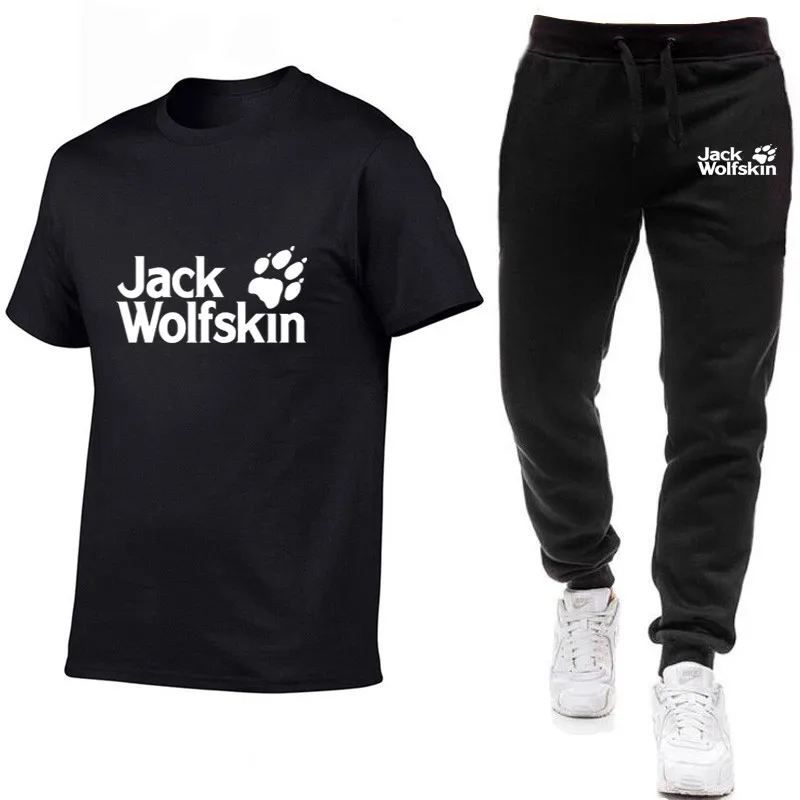 

2021 New Summer Men's Sports Suit O-neck Short-sleeved Top + Trousers 2-piece Suit Men's Casual Suit Running Men's Sportswear