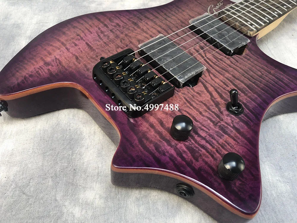 Заводская розетка портативная электрогитара без головки грифа для путешествий, фиолетовая краска, фиксирующий мост