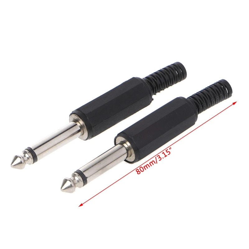 

L9NA 10 Pcs 6.35mm Male 1/4" Mono Jack Plug Connector Jack Adapter