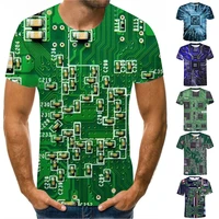 new trend summer mens t shirt mechanical motherboard printing 3d digital printing short sleeve o neck t shirts mens clothing