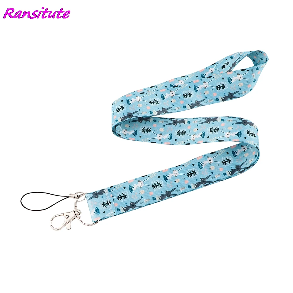 Брелок Ransitute R2138 Kawaii с изображением кролика ремешок для ключей удостоверения