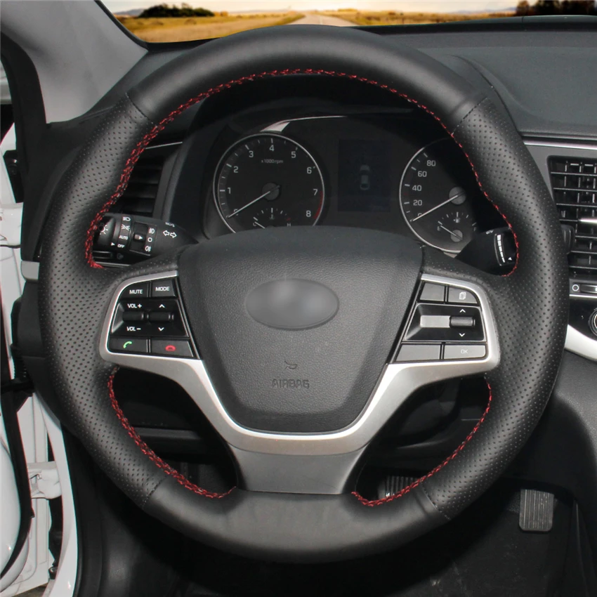 

DIY Anti-Slip Wear-Resistant Steering Wheel Cover For Hyundai Solaris Elantra 4th Accent 2017-2020 Car Interior Decoration