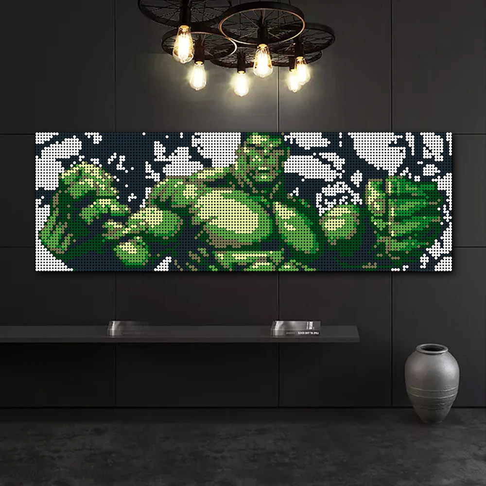 

Upgraded Movie Character Green Super Giant Pixel Mosaic Art Painting Building Blocks Bricks Creative Background Decoration Toys