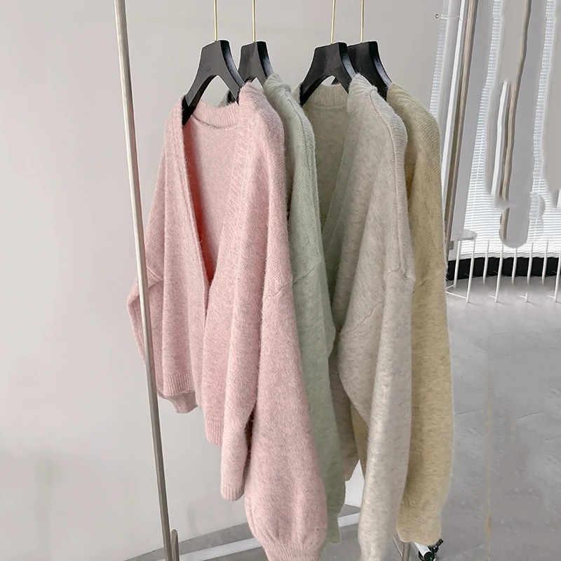 

Fashion Casual External wear Sweater Cardigan Women's 2020 Solid Color V-neck Single-breasted Warm Jacket Autumn And Winter Top