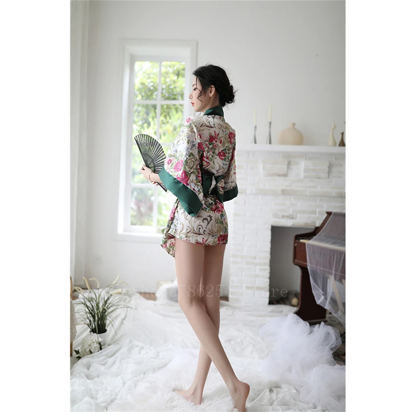 Женское кимоно в японском стиле винтажное сексуальный цветочный банный халат