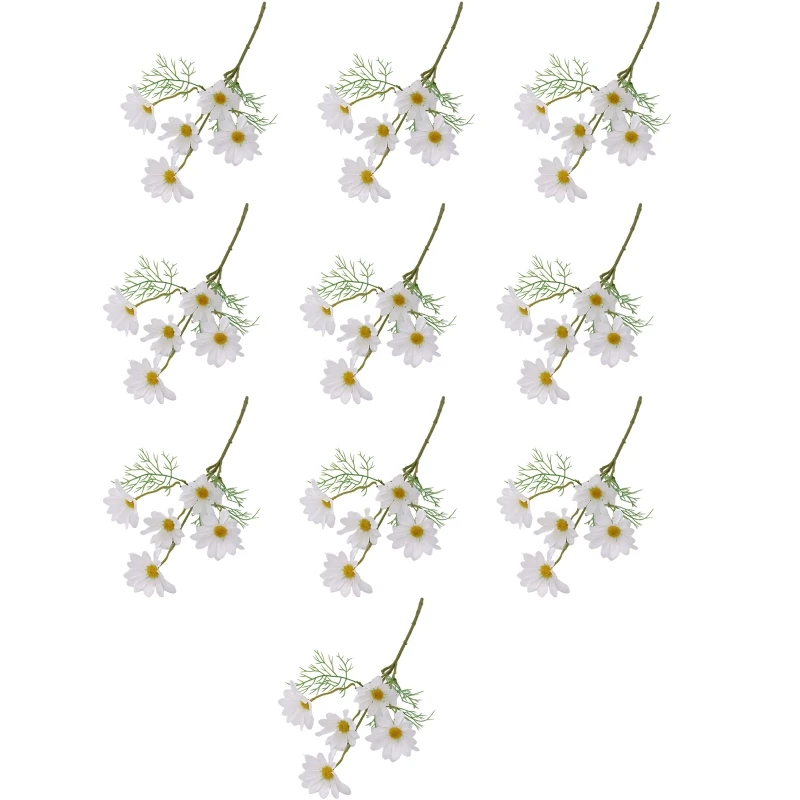 

10 Bouquets 5 Heads Artificial Calliopsis Flowers Fake Silky Coreopsis with Stem