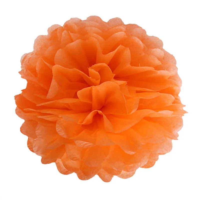 Orange Свадебные украшения, 5 шт., помпоны, 20 см., тканевая бумага, искусственные цветы, шар для детского душа, 1 день рождения, украшения, принадлежности - Цвет: Orange