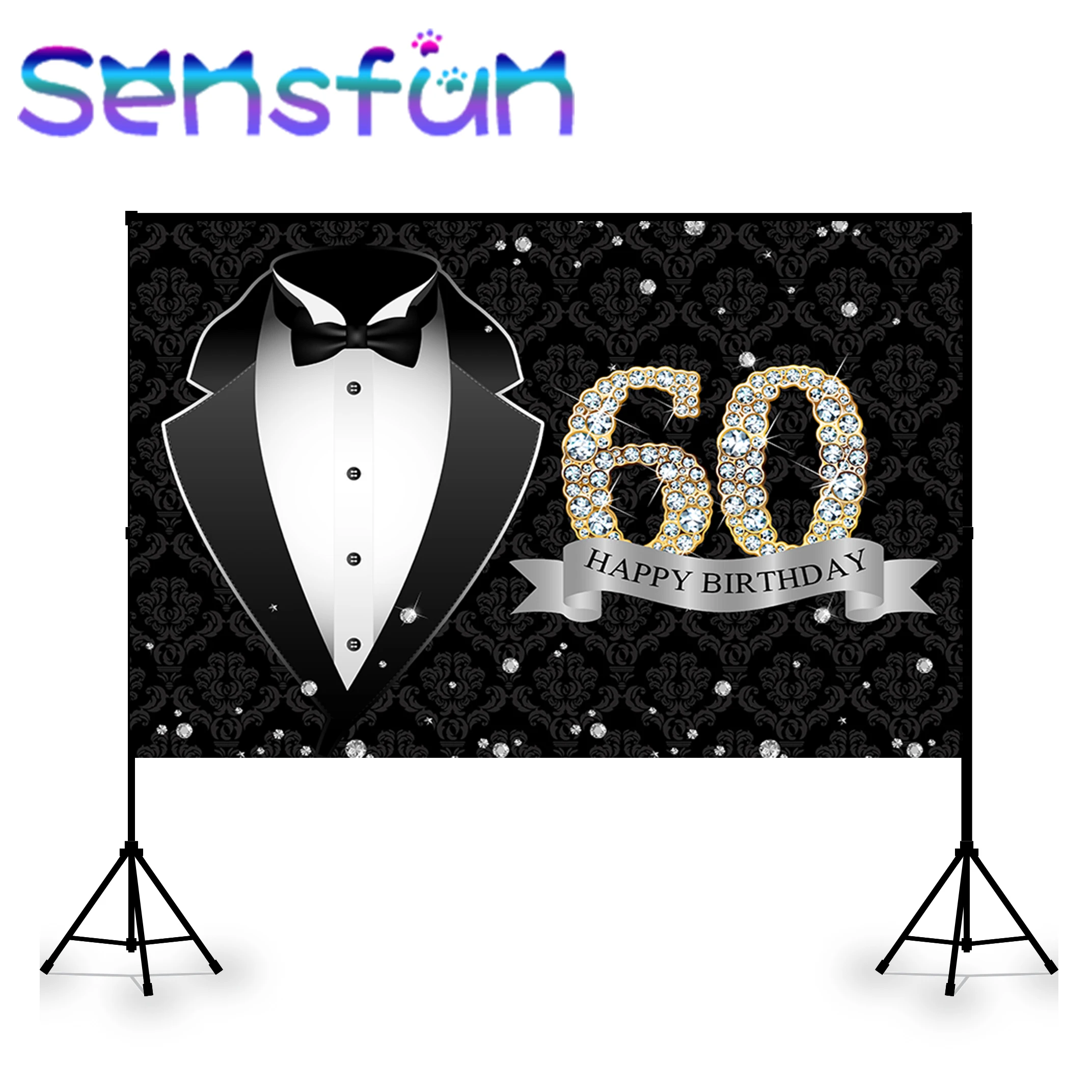 

Фон для фотосъемки на день рождения для мужчин на заказ черный костюм и серебряный бриллиант фон для фотосъемки на день рождения