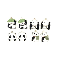 cute panda back bamboo cartoon alloy jewelry accessories rubber band earrings pendant