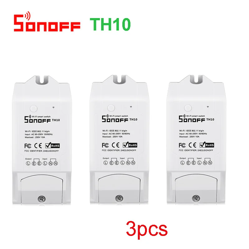 TH10 3pcs SONOFF TH10 TH10 переключатель и датчик Ds18b20 водонепроницаемый зонд Wi-Fi температура с дистанционным управлением беспроводной монитор для умного дома - Комплект: TH10 3pcs