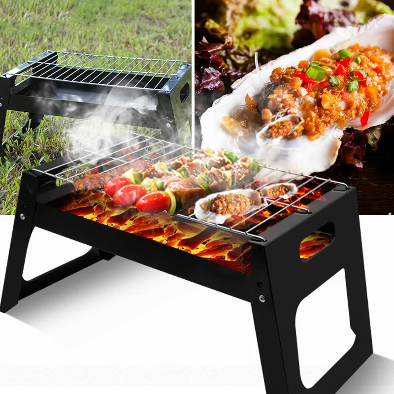 

Barbecue camping installation simple square disposable grill portable outdoor folding grill outdoor barbecue accessories