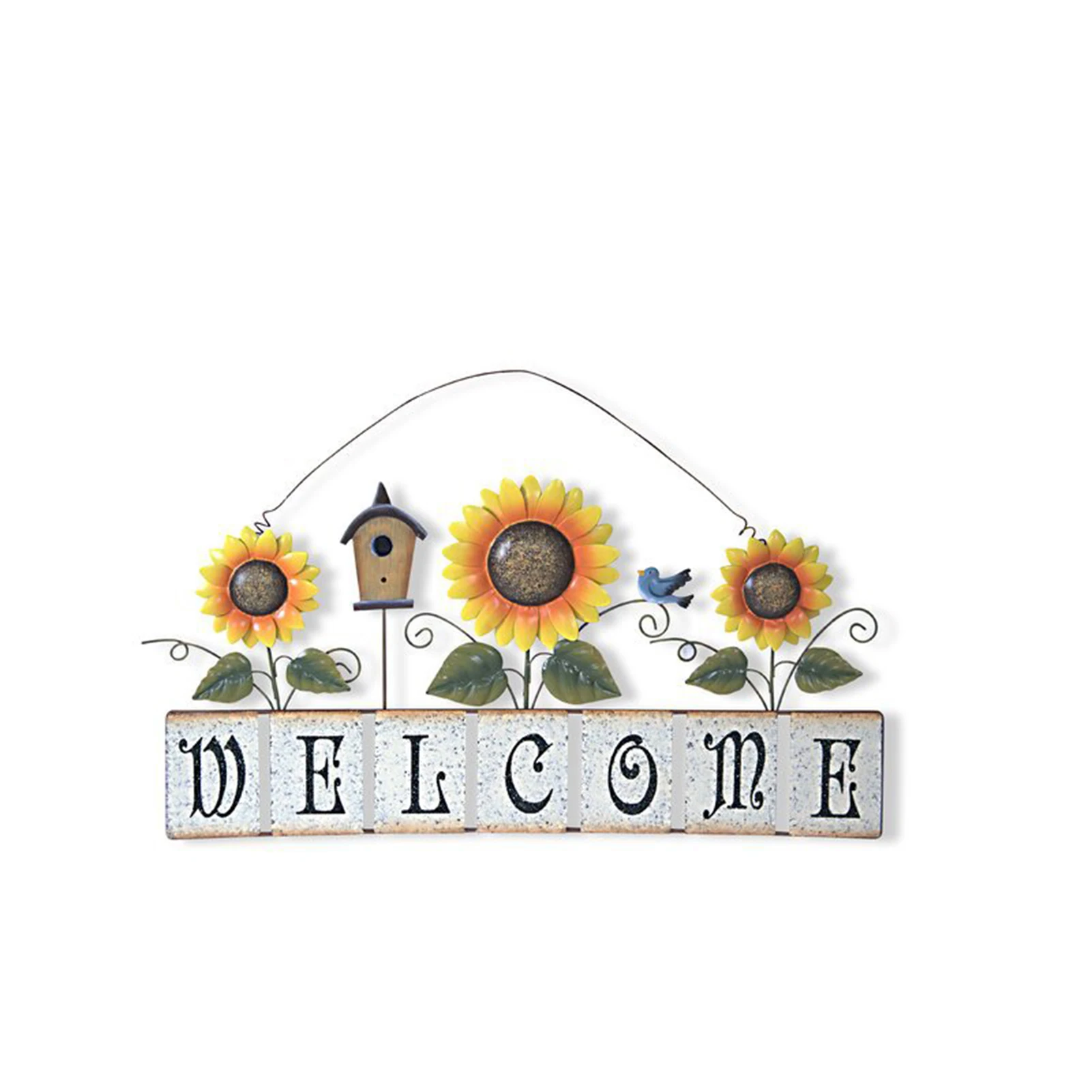 

Sunflower Welcome Sign Ornament Garden Theme Vintage Metal Crafts for Home Garden courtyard Decoration PLDI889