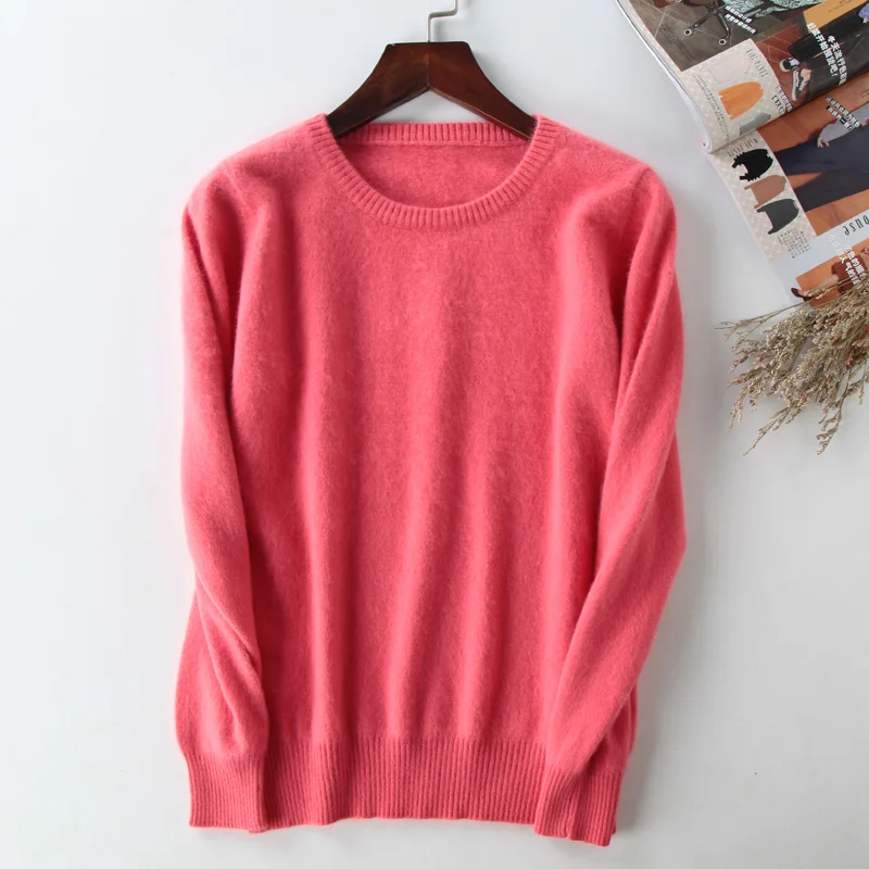 

15Colors Soft Women Sweater 100% Pure Mink Cashmere Knitting Jumpers Winter /Autumn O-neck Warm Pullovers Female Clothes
