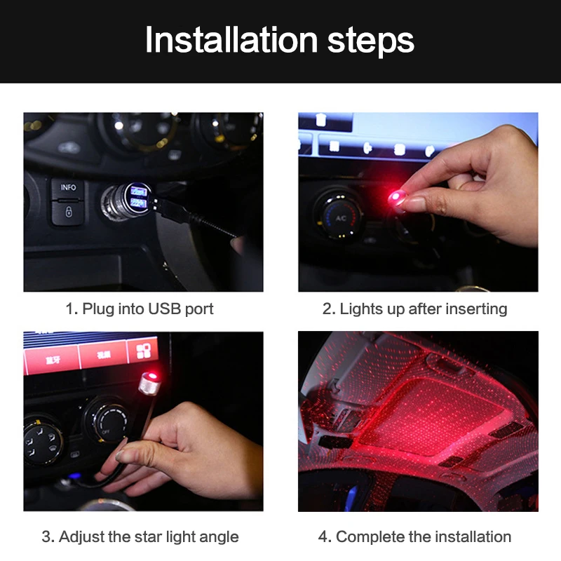 Светодиодный ночсветильник звезда на крышу автомобиля USB атмосферная лампа для