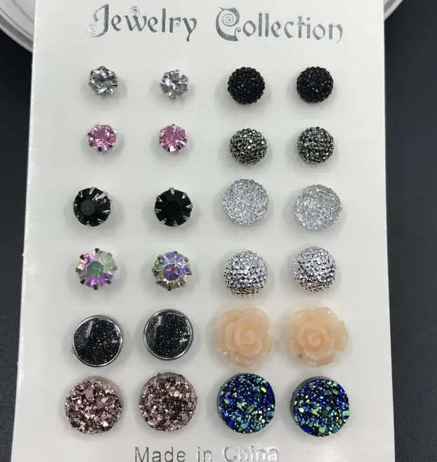 Цветные Кристальные Золотые/серебряные серьги набор женских ювелирных