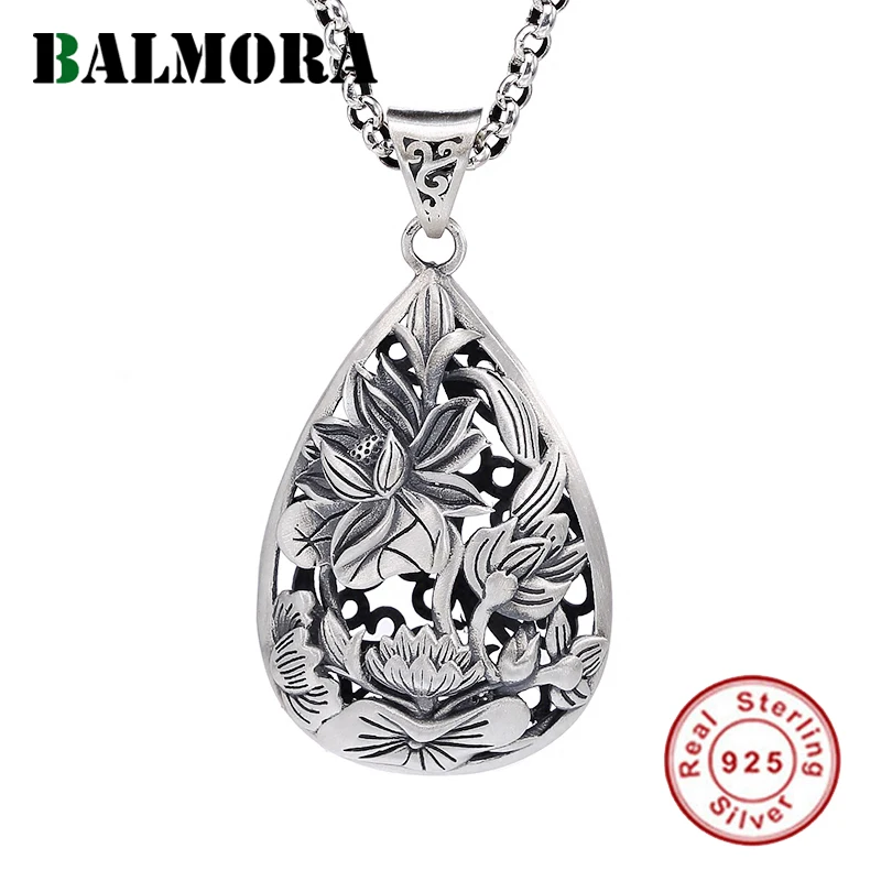Женские и мужские винтажные Подвески BALMORA в виде цветка лотоса из настоящего
