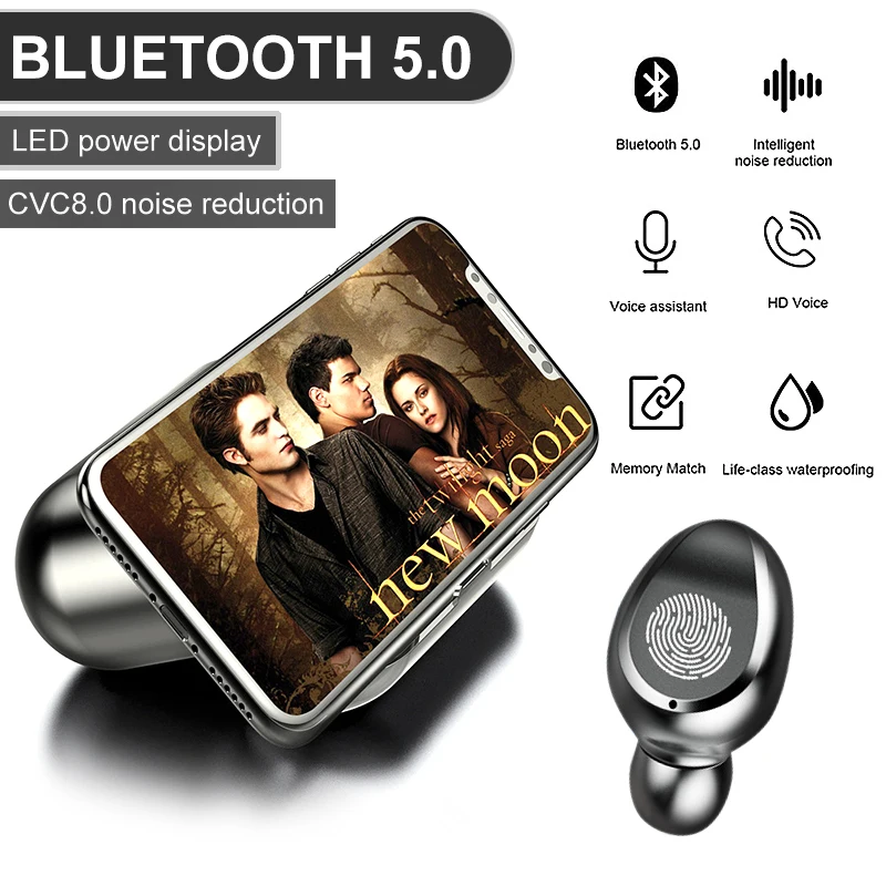 HIFI HD наушники TWS Bluetooth 5,0 с аккумулятором светодиодный дисплей цифровой в ухо сенсорный беспроводной водонепроницаемый гарнитура для IPhone samsung