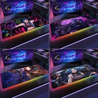 High Quality League Legends Jinx Gaming Mouse Pad Laptop Gamer RGB Mousepad Anime Antislip Mat Keyboard DeskMat For Overwatch