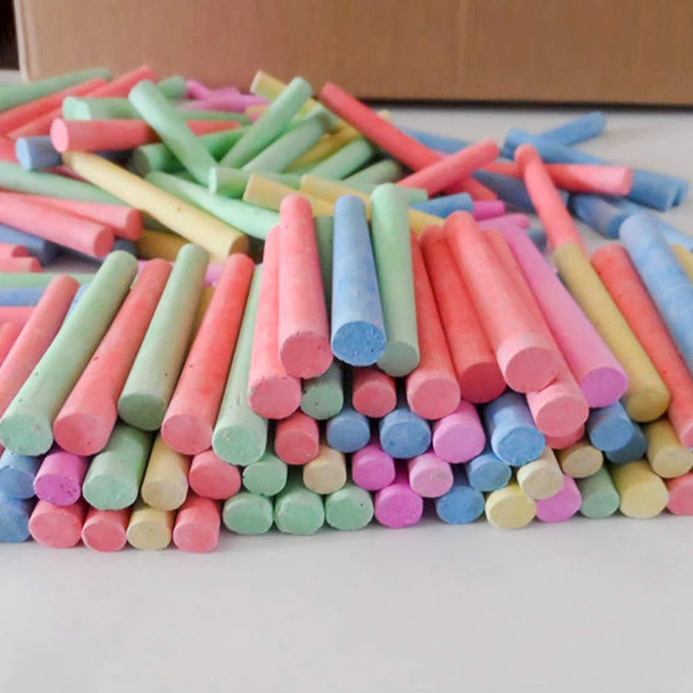 

12/100PC Mixed Colour Chalk Sticks Pack Kids Playground School Art Learning