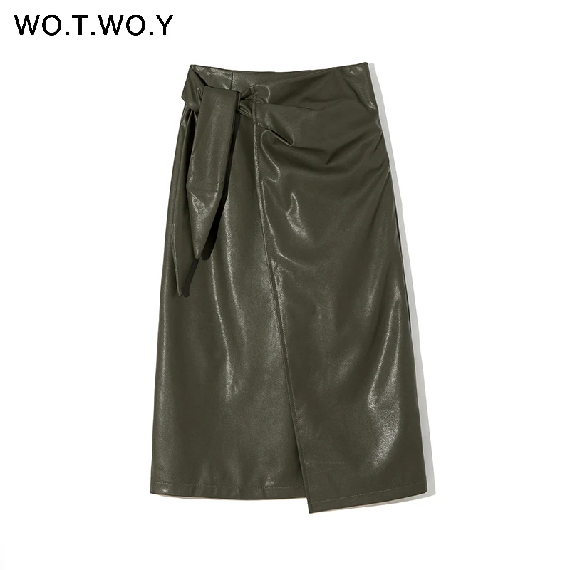 Женская офисная юбка WOTWOY формальная плиссированная до середины икры с бантом