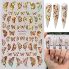 1 шт. лазерные золотые серебряные бабочки дизайн 3d наклейки для ногтей осенние переводные наклейки для ногтей 3D блестящая татуировка маникюр дизайн ногтей декор