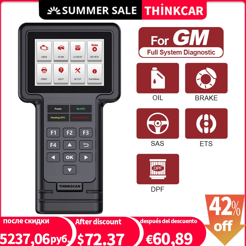 

THINKCAR Thinkscan S05 GM Full System Code Reader Scanner Oil/Brake/SAS/ETS/DPF Reset Diagnostic Tool