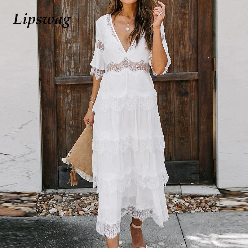 

Elegant Office Lady Solid Ruffles Dress Vintage Sleeveless Off Shoulder Loose Long Dress Casual Lady Summer Floor-Length Dress