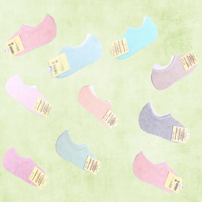 Женские летние неглубокие носки тапочки силиконовые Нескользящие хлопковые