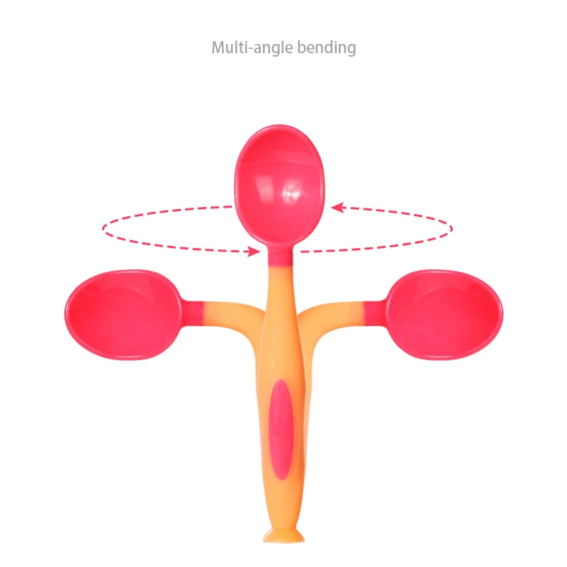 2Pcs/Set Baby Feeding Spoon + Fork Set Learn Eating Training Newborn Children's Tableware Food Bowl Curved | Мать и ребенок