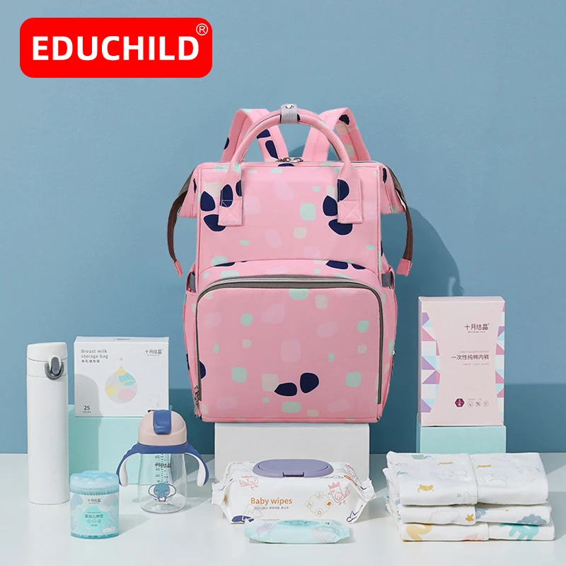 

Educhild Mummy Diaper Bag Baby Waterproof Maternity Nursing Nappy Bag Stroller Backpack Oxford Women Handbag Travel Knapsack