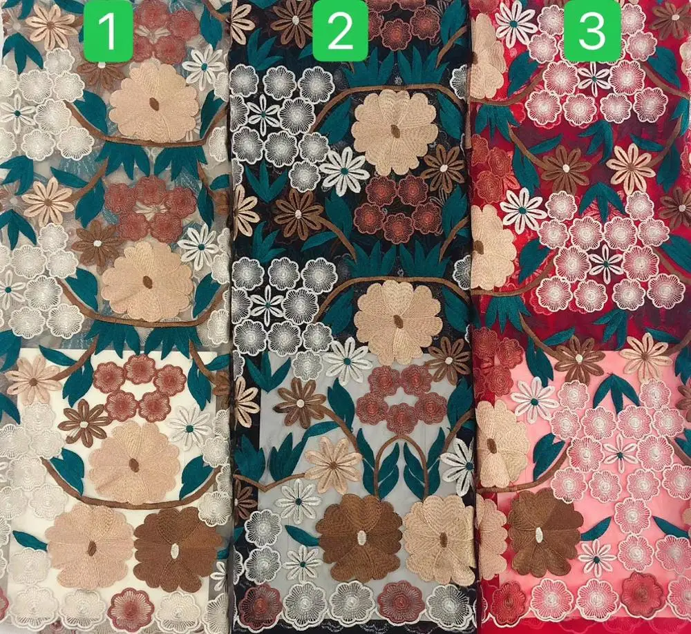 

HFX 2020 Latest embroidery Lace fabric High Quality French Mesh Laces Fabrics For Nigerian Wedding Party Dress H3196
