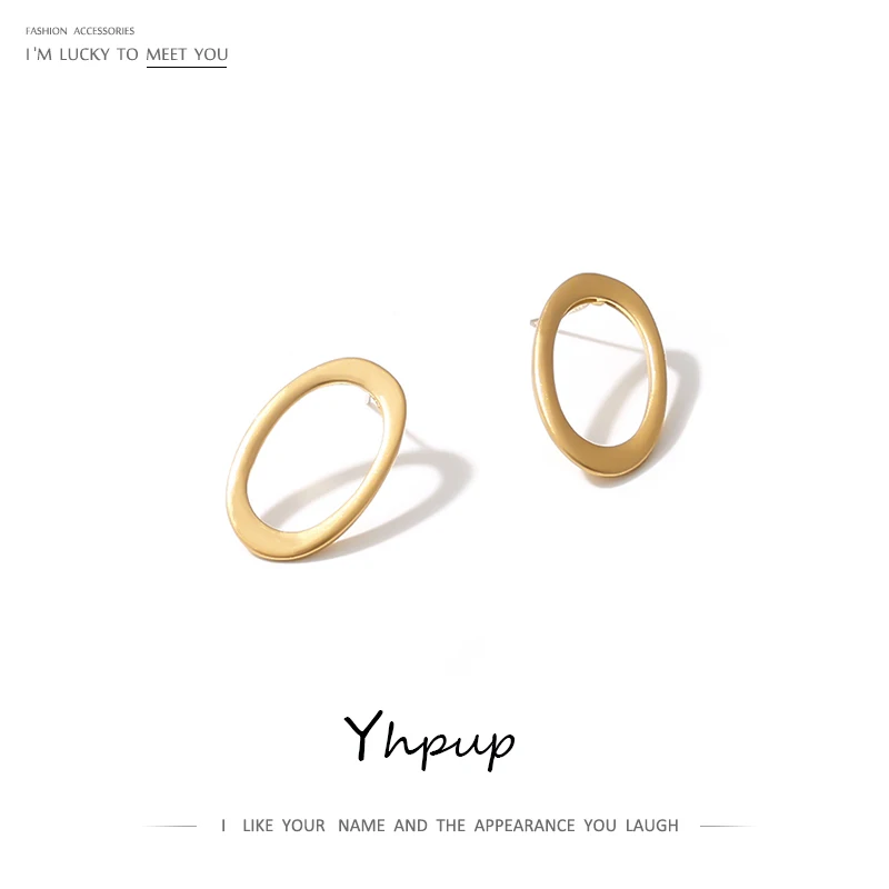 Фото Женские Простые геометрические серьги гвоздики Yhpup корейские брендовые