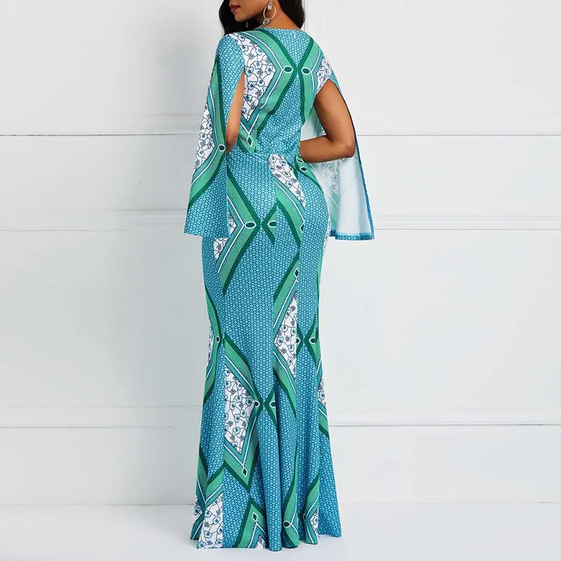Женское платье-русалка в африканском стиле осень 2019 женское вечернее платье с