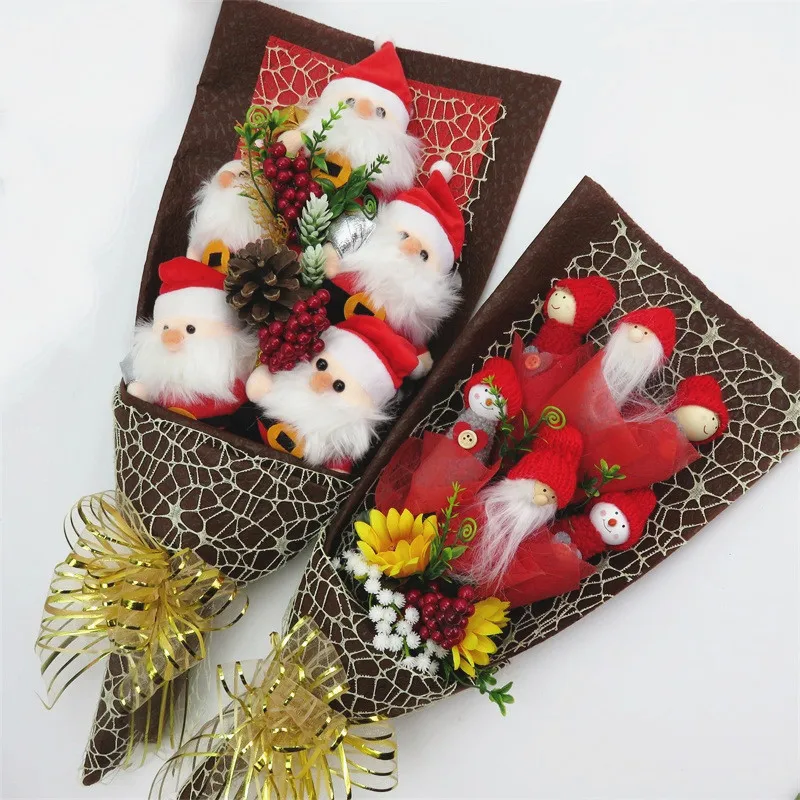 Искусственные цветы с Санта Клаусом снеговиком мультяшный букет Подарочная