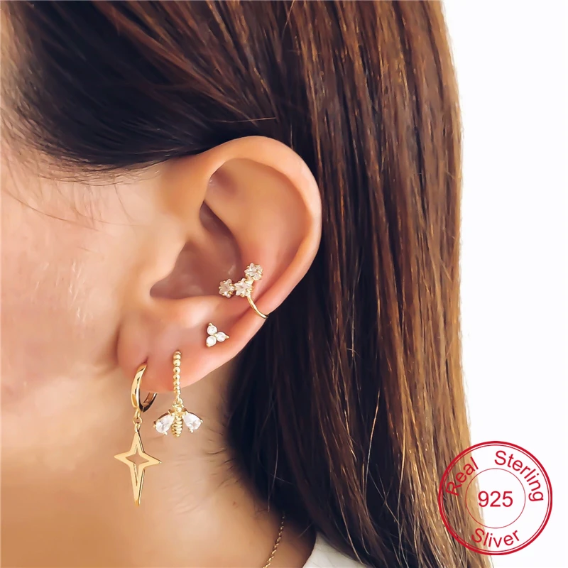 

VINY Silver 925 Jewelry 2021 Trend Brinco Prata Pendientes Earrings For Women Bee Stud Earrings Gold/Silver Jewelry Gift