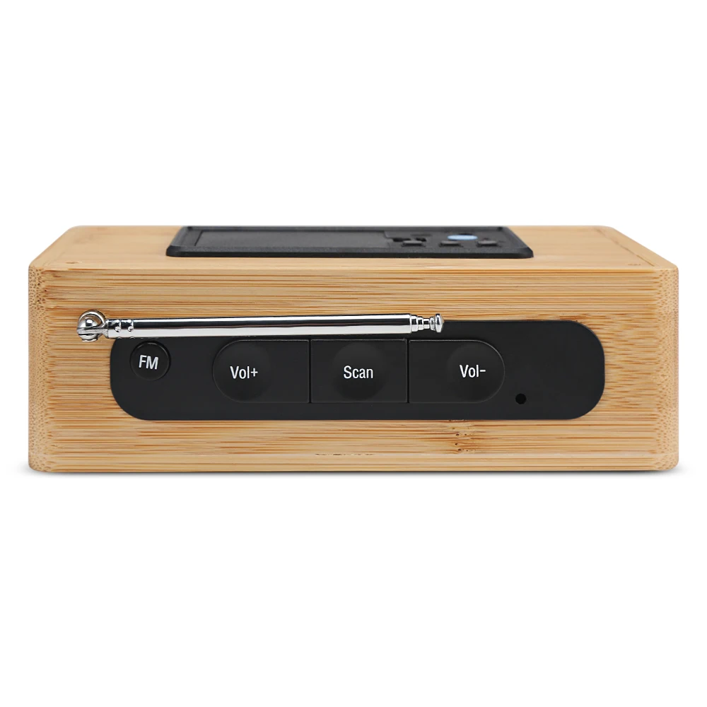 Светодиодный бамбуковый цифровой FM радиоприемник будильник 12 ч/24 ч регулируемый