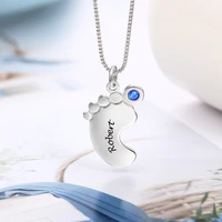 2021 fashion baby feet pendant mom necklace custom jewelry chains collane personalizzate name necklaces birthstone celik kolye