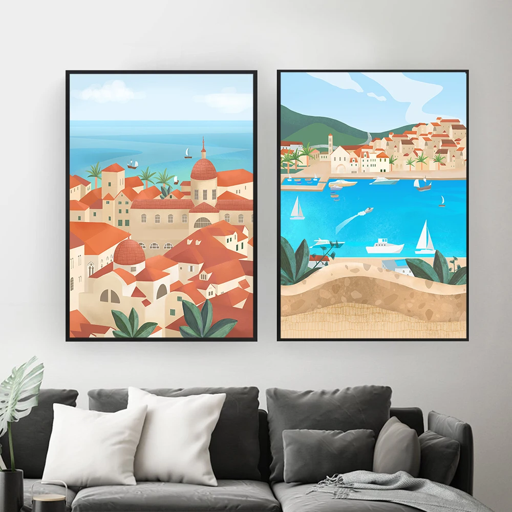 

Hvar Island Dubrovnik Vintage Travel Poster Croatia Canvas Painting Landscape Prints Wall Pictures Bedroom Home Decoration Gift