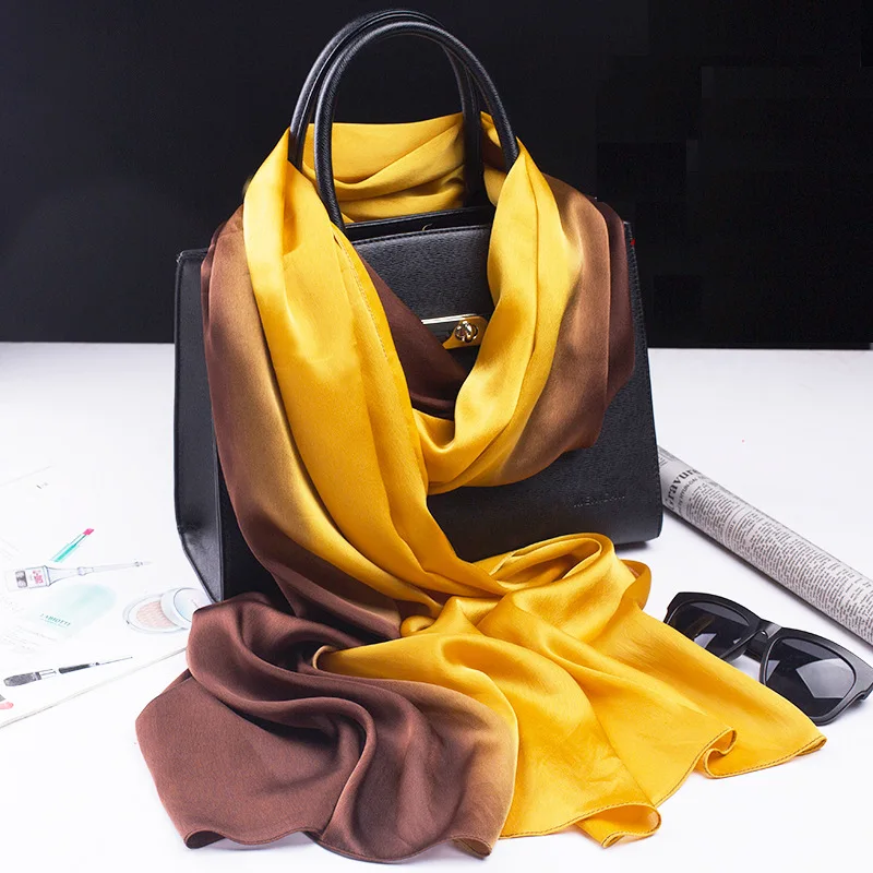 

2021 New Style Women Gradient Silk Scarf Satin Versatile Long Shawl