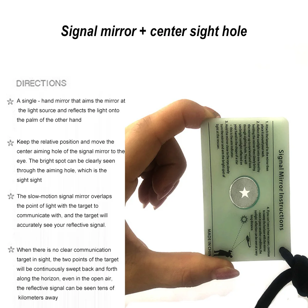 

Multifunction Signal Mirror For Outdoor Hiking Traveling Survival Emergency Rescue Signal Acrylic Mirror Tools 7.5 X 5cm