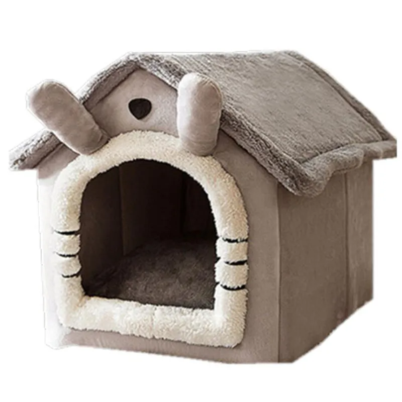 

Складной дом для домашних кошек с глубоким сном, зимняя теплая удобная кровать для маленьких собак, котят, плюшевый домик, товары для домашн...