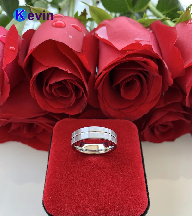 Классическое кольцо для мужчин и женщин из карбида вольфрама с плоским ремешком