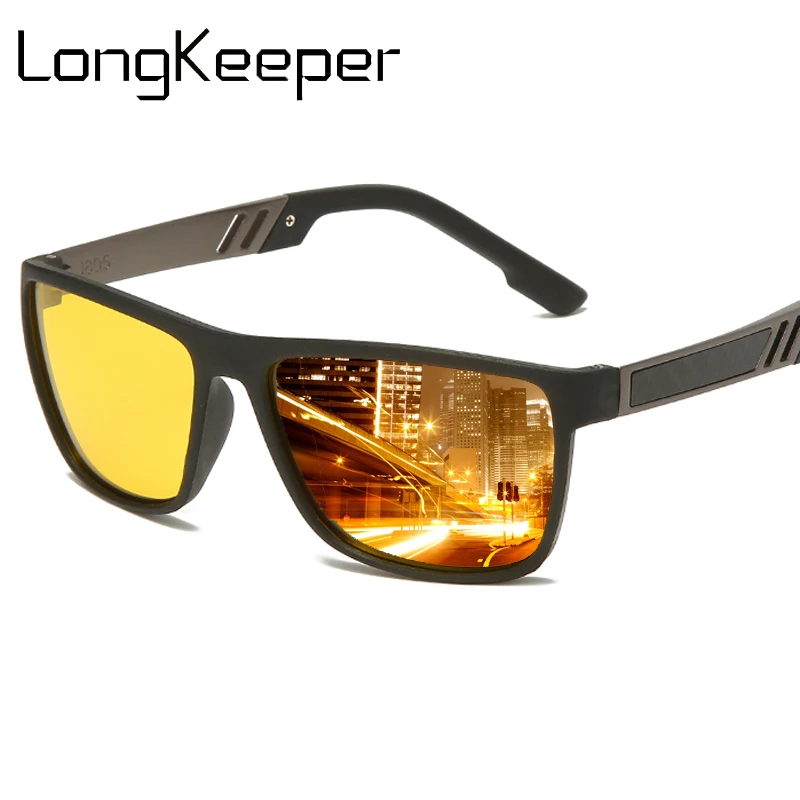 

LongKeeper Night Vision Sunglasses Men Women TR90 Polarized Sun Glasses Driver Yellow Lens Glasses Anti-glare oculos masculino